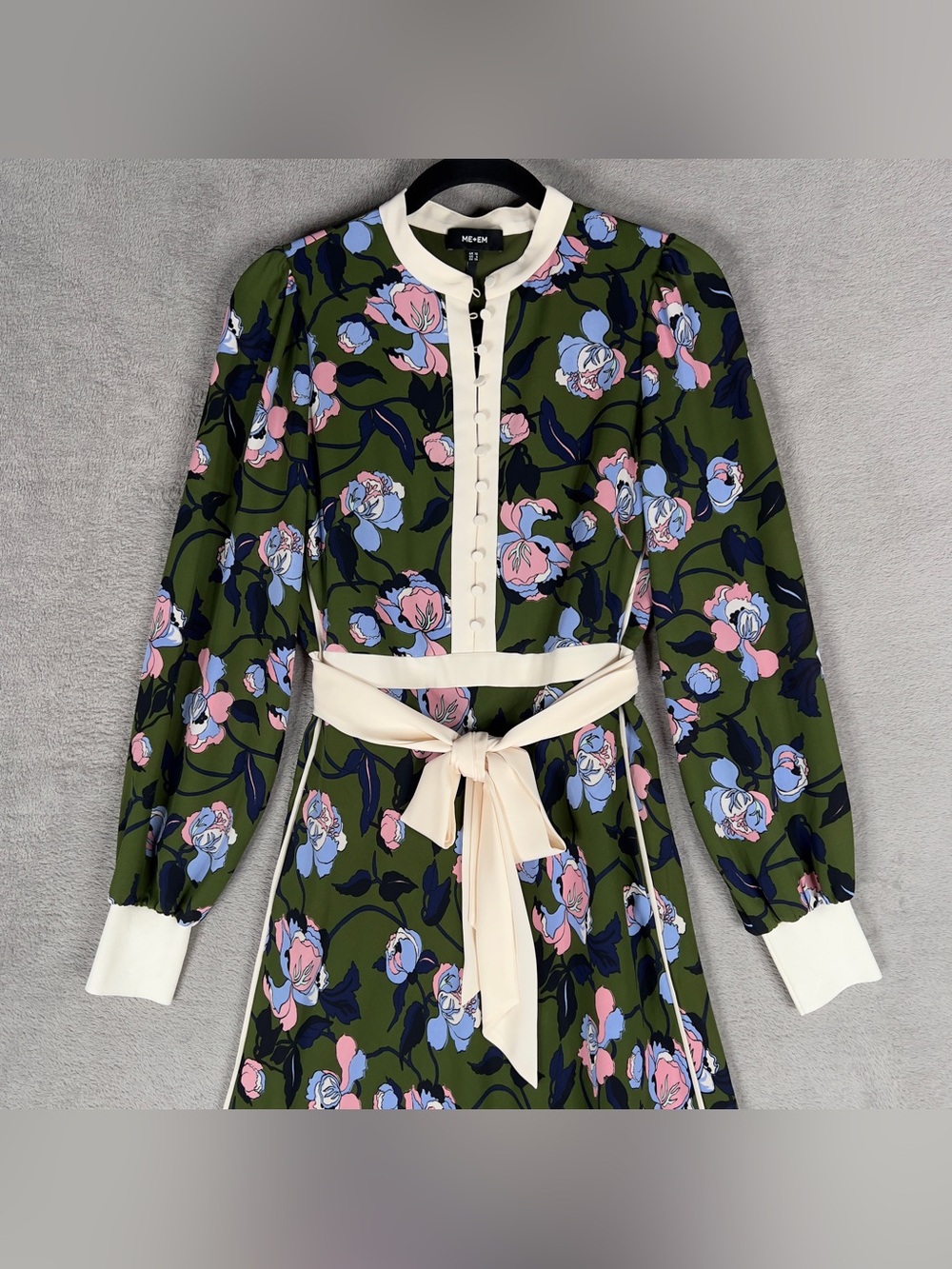 ME+EM Rose Print Panelled Midi Dress Women's Size 6 Floral Button Lined Pockets - Picture 5 of 14